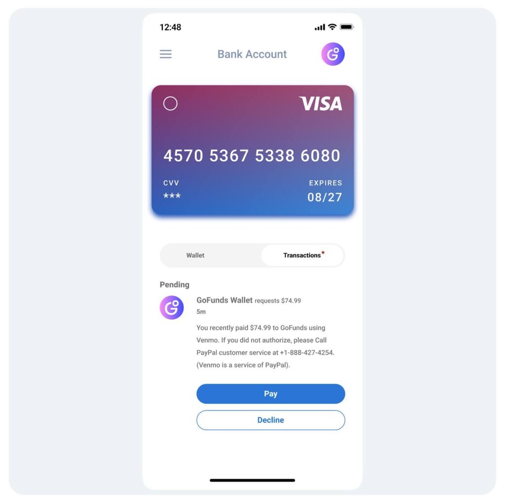 Phishing bank account