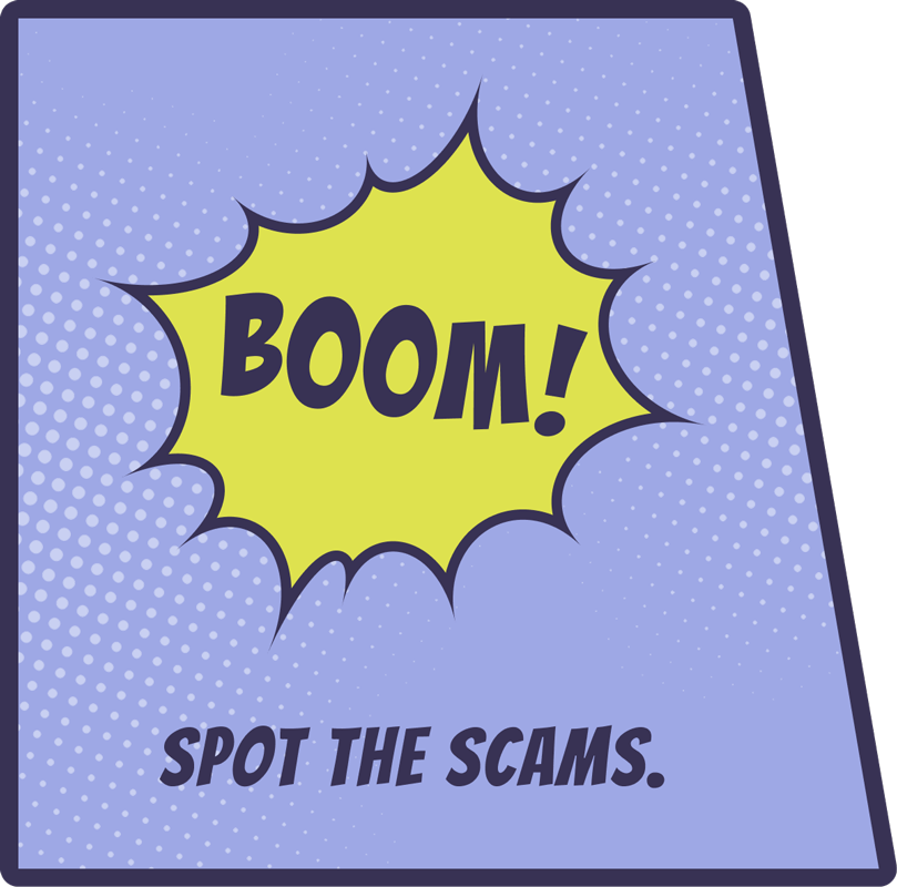 Purple and yellow comic-style halftone background with Boom graphic.